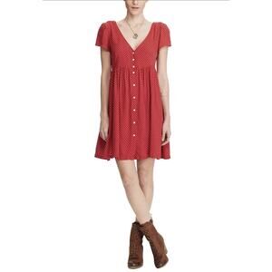 Denim & Supply Ralph Lauren Dress Womens L Red Star Print Button Front Short